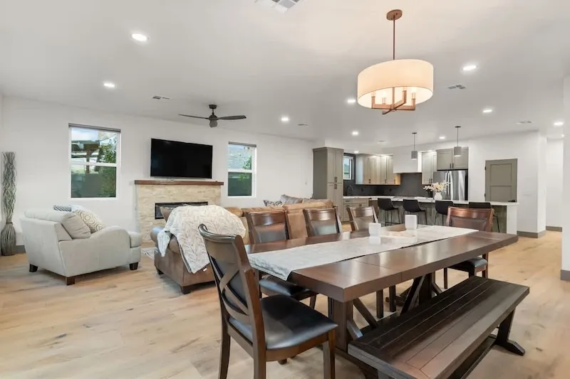 Open living and dining room at Tempe Hub